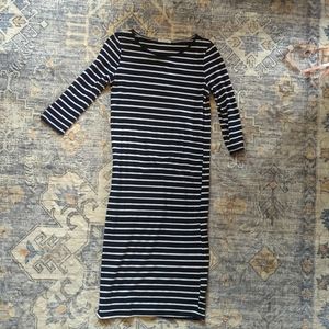 Black and White Striped Midi Dress